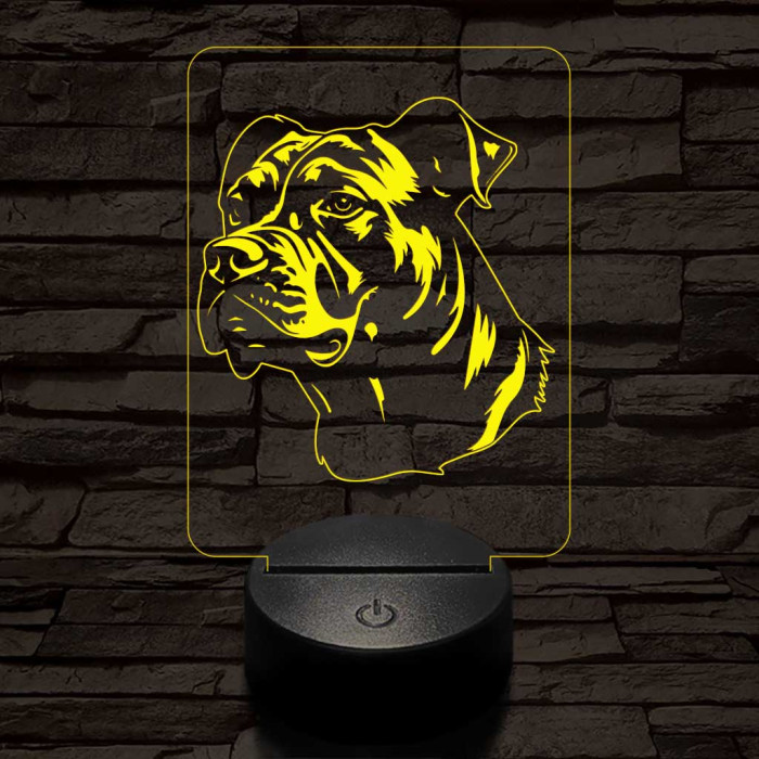 Staffordshire terrier-fej 7 színű 3D led lámpa