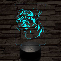 Staffordshire terrier-fej 7 színű 3D led lámpa