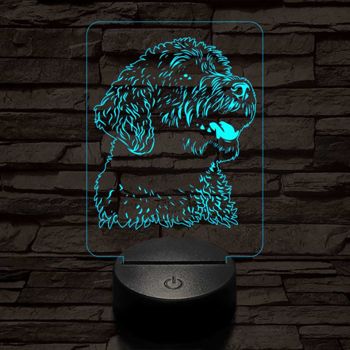 Spanyol vízikutya-fej 7 színű 3D led lámpa