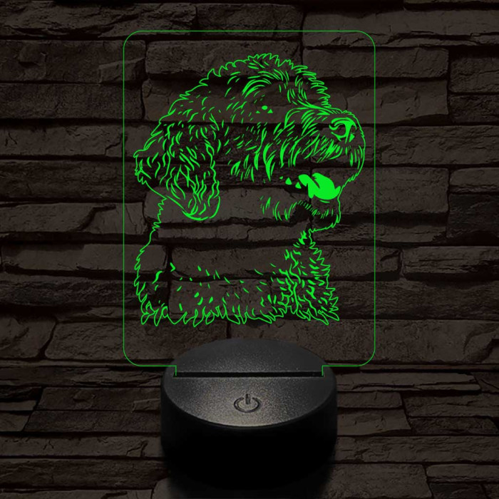 Spanyol vízikutya-fej 7 színű 3D led lámpa