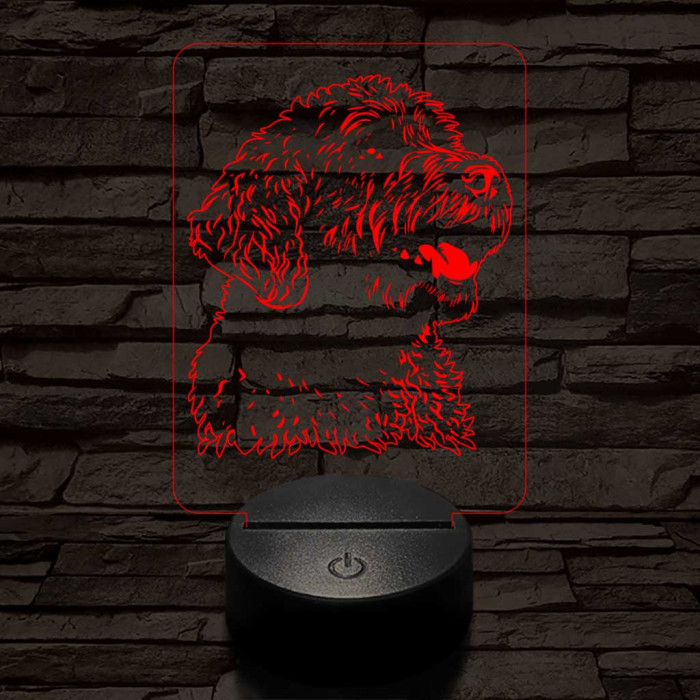 Spanyol vízikutya-fej 7 színű 3D led lámpa