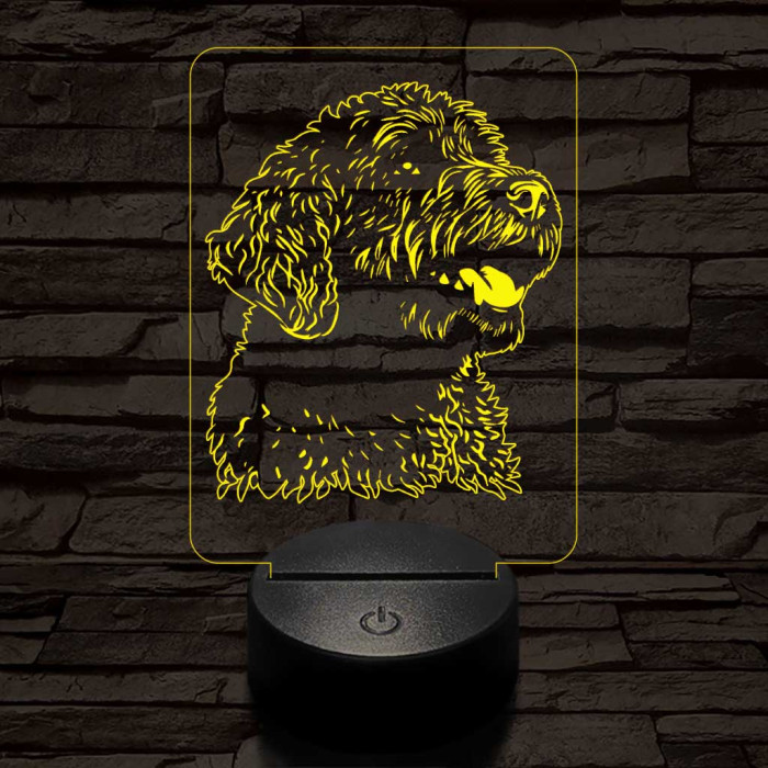Spanyol vízikutya-fej 7 színű 3D led lámpa