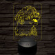 Spanyol vízikutya-fej 7 színű 3D led lámpa