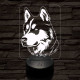 Szibériai husky-fej 7 színű 3D led lámpa