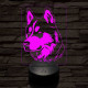 Szibériai husky-fej 7 színű 3D led lámpa