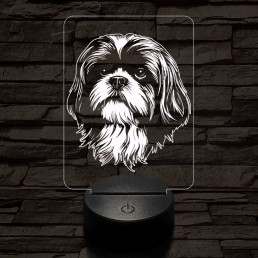 Shih tzu-fej 7 színű 3D led lámpa