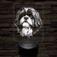 Shih tzu-fej 7 színű 3D led lámpa
