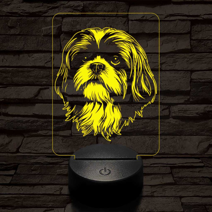 Shih tzu-fej 7 színű 3D led lámpa
