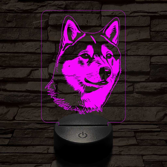 Shiba inu-fej 7 színű 3D led lámpa