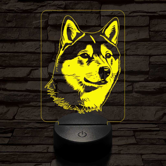 Shiba inu-fej 7 színű 3D led lámpa