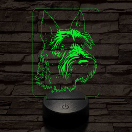 Skót terrier-fej 7 színű 3D led lámpa