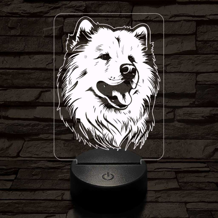Szamojéd-fej 7 színű 3D led lámpa