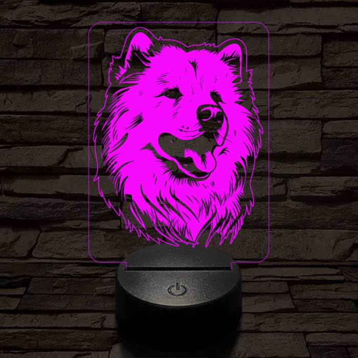 Szamojéd-fej 7 színű 3D led lámpa
