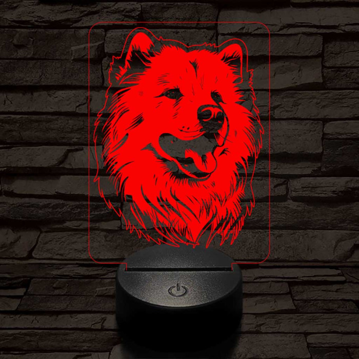 Szamojéd-fej 7 színű 3D led lámpa