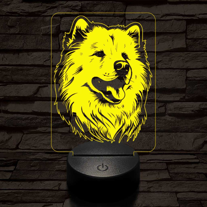 Szamojéd-fej 7 színű 3D led lámpa