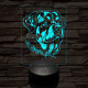 Rottweiller-fej 7 színű 3D led lámpa