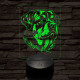 Rottweiller-fej 7 színű 3D led lámpa