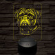 Mopsz-fej 7 színű 3D led lámpa