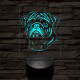 Mopsz-fej 7 színű 3D led lámpa