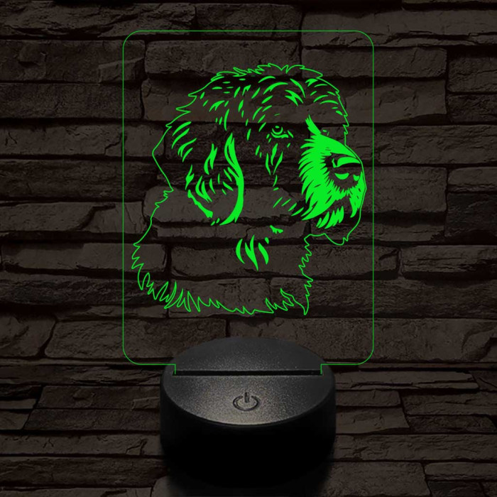 Portugál vízi kutya-fej 7 színű 3D led lámpa