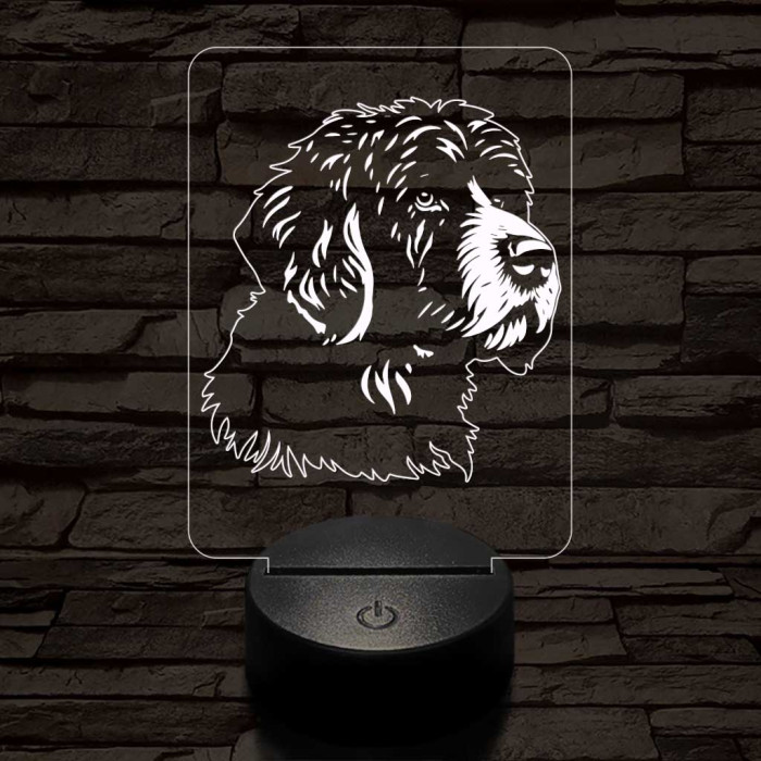 Portugál vízi kutya-fej 7 színű 3D led lámpa