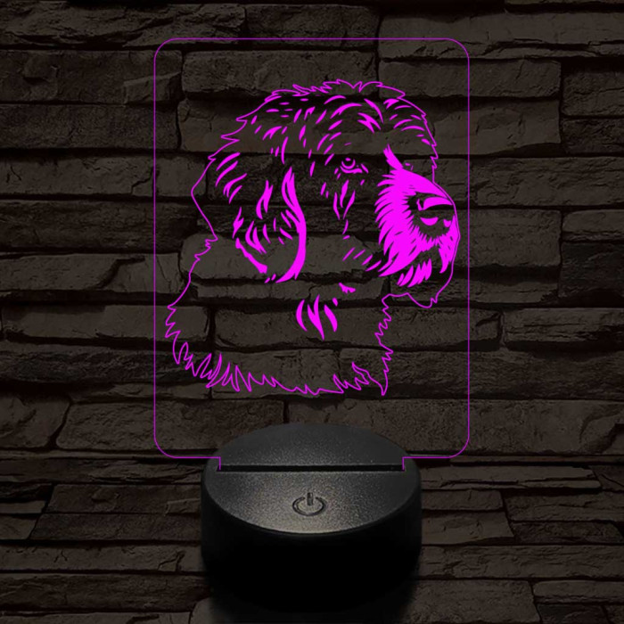 Portugál vízi kutya-fej 7 színű 3D led lámpa