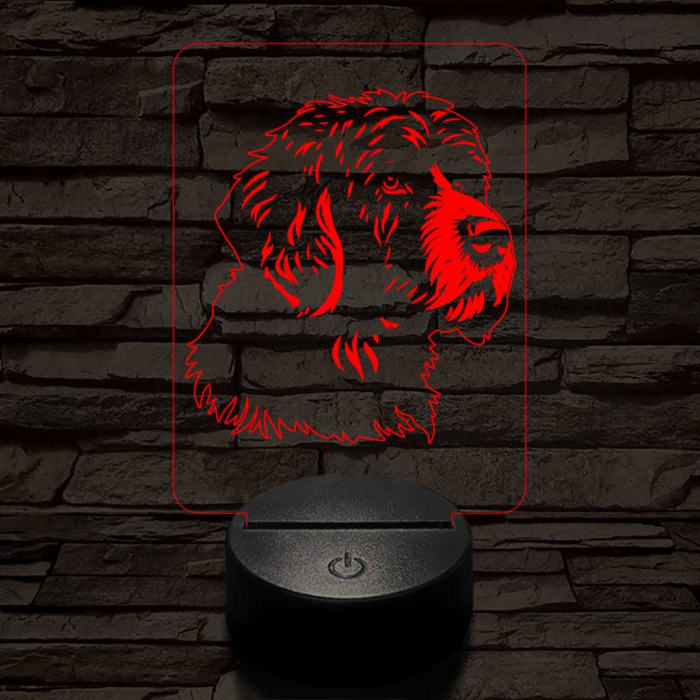 Portugál vízi kutya-fej 7 színű 3D led lámpa