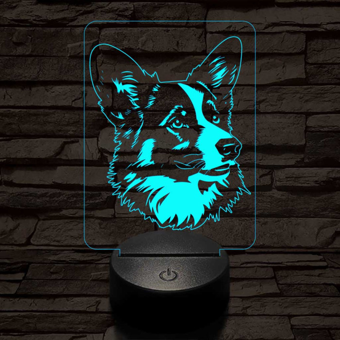Walesi törpekutya 7 színű 3D led lámpa
