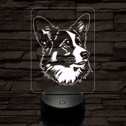 Walesi törpekutya 7 színű 3D led lámpa