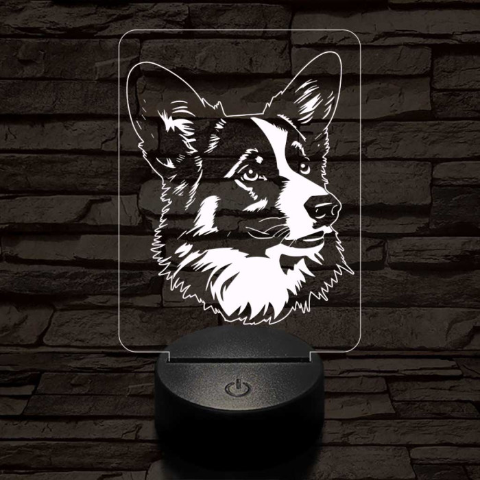 Walesi törpekutya 7 színű 3D led lámpa