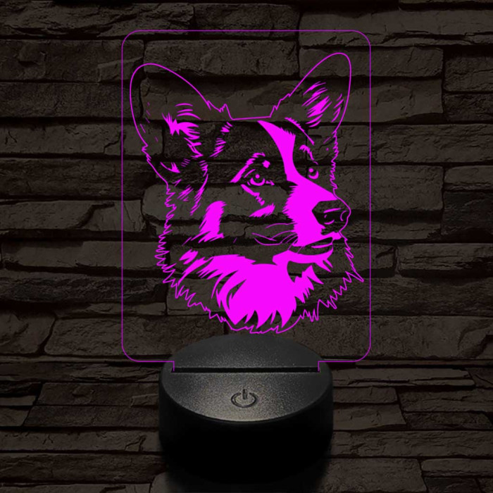 Walesi törpekutya 7 színű 3D led lámpa
