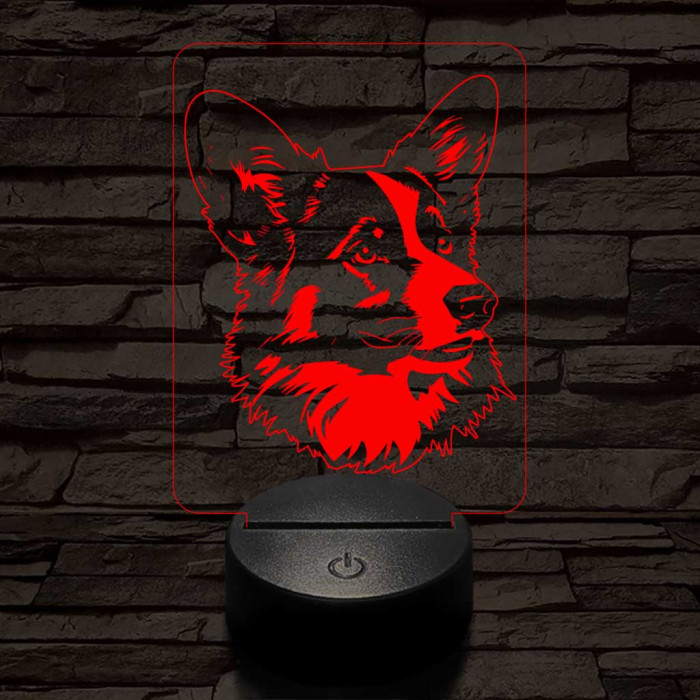 Walesi törpekutya 7 színű 3D led lámpa