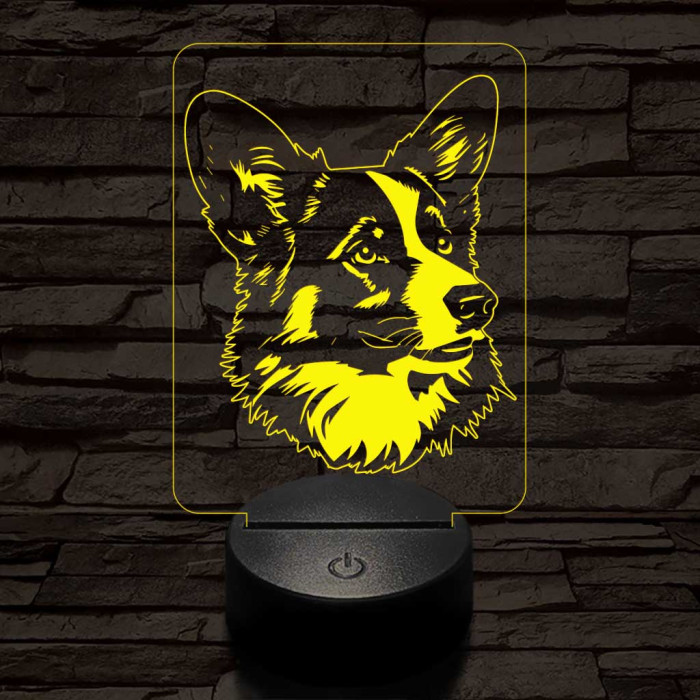 Walesi törpekutya 7 színű 3D led lámpa