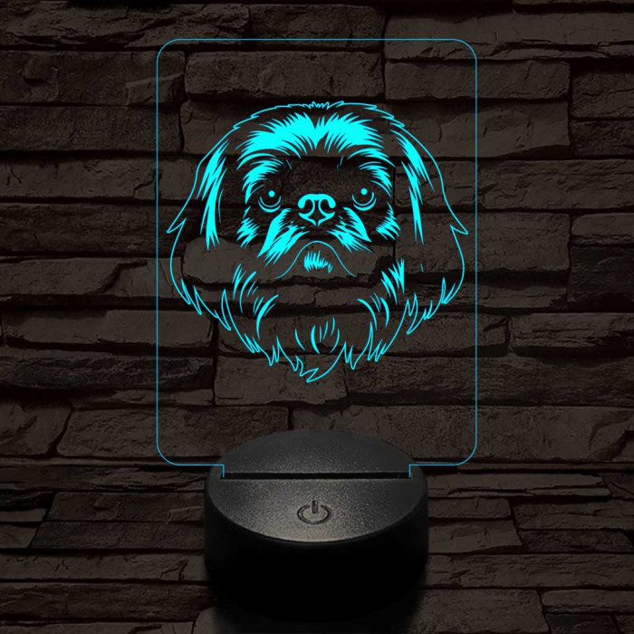 Pekingi palotakutya 7 színű 3D led lámpa