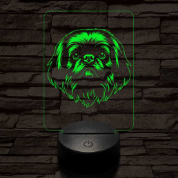Pekingi palotakutya 7 színű 3D led lámpa