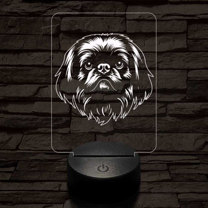 Pekingi palotakutya 7 színű 3D led lámpa