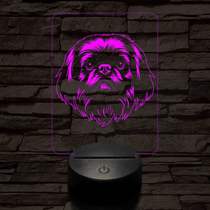 Pekingi palotakutya 7 színű 3D led lámpa