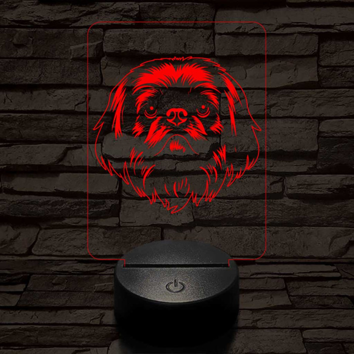 Pekingi palotakutya 7 színű 3D led lámpa