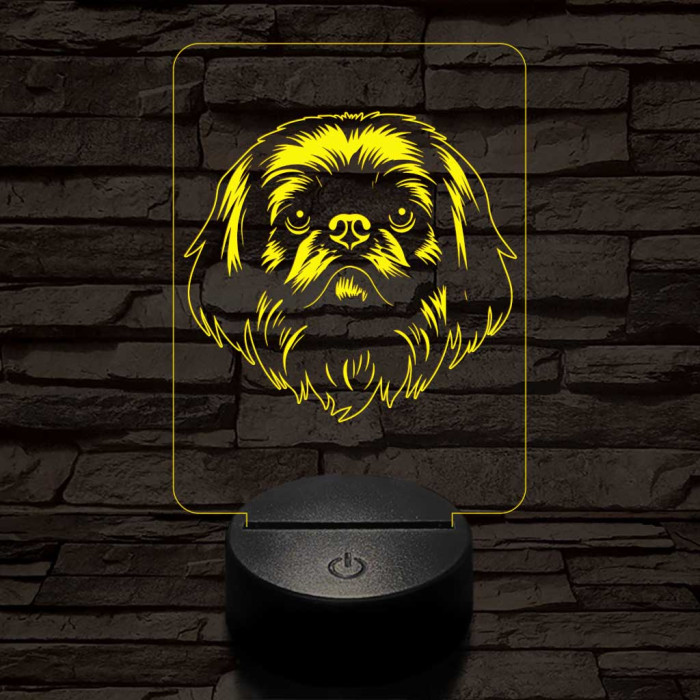 Pekingi palotakutya 7 színű 3D led lámpa