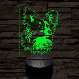 Papillon kutya 7 színű 3D led lámpa