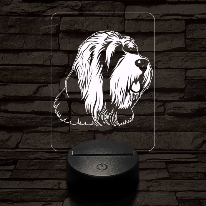 Óangol juhászkutya (bobtail) 7 színű 3D led lámpa