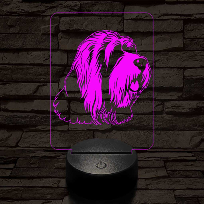 Óangol juhászkutya (bobtail) 7 színű 3D led lámpa
