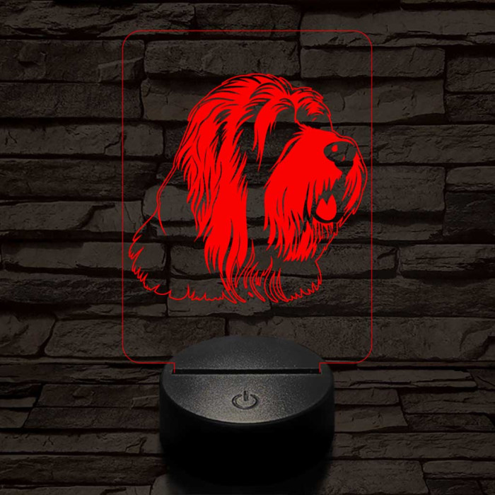 Óangol juhászkutya (bobtail) 7 színű 3D led lámpa