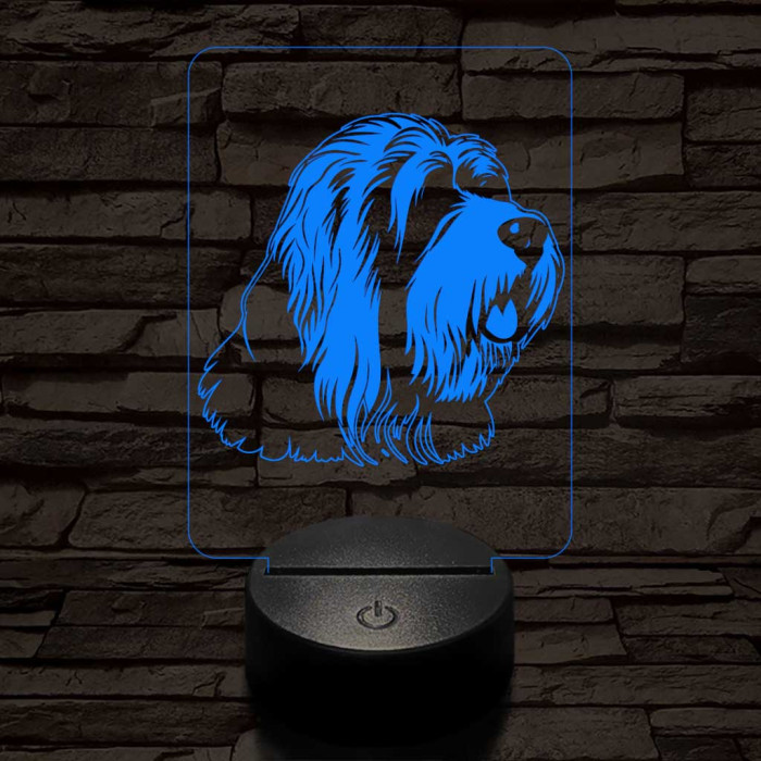 Óangol juhászkutya (bobtail) 7 színű 3D led lámpa