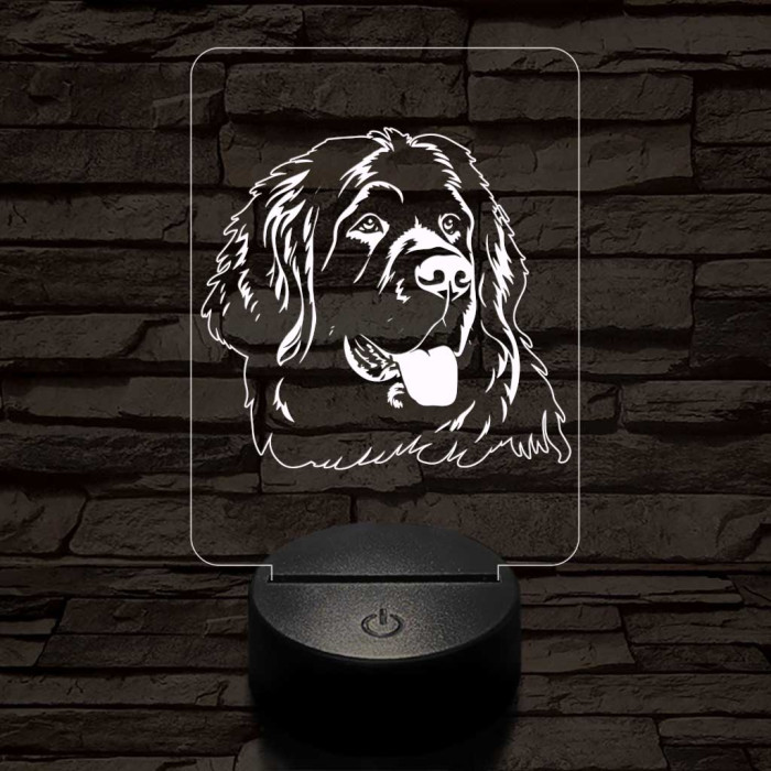 Újfundlandi kutya 7 színű 3D led lámpa