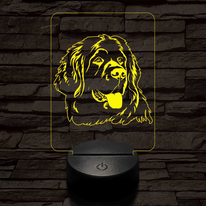 Újfundlandi kutya 7 színű 3D led lámpa