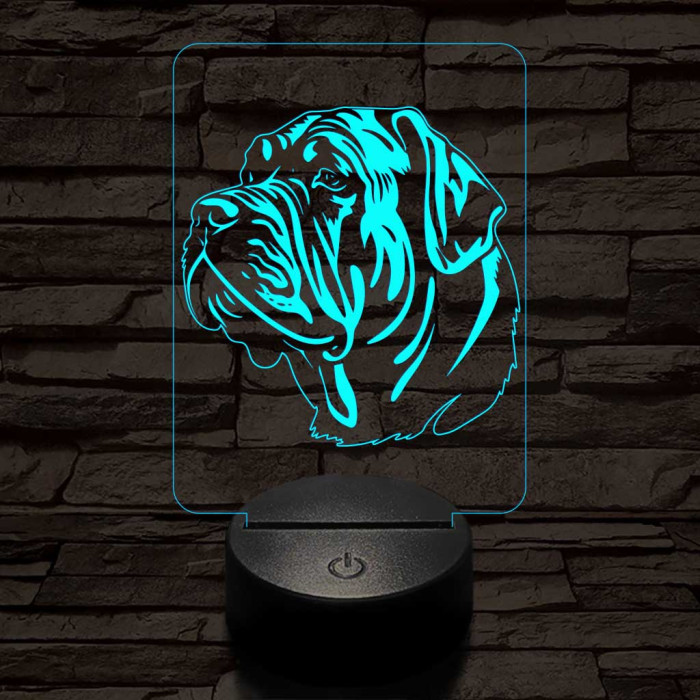 Nápolyi masztiff kutya 7 színű 3D led lámpa
