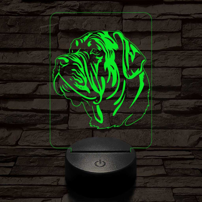 Nápolyi masztiff kutya 7 színű 3D led lámpa
