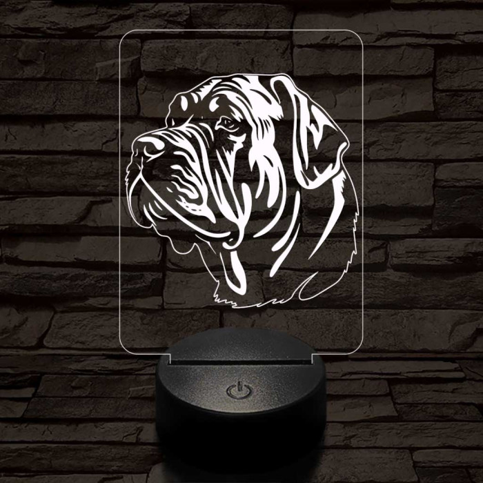 Nápolyi masztiff kutya 7 színű 3D led lámpa