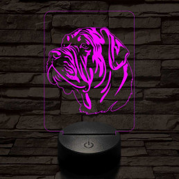 Nápolyi masztiff kutya 7 színű 3D led lámpa